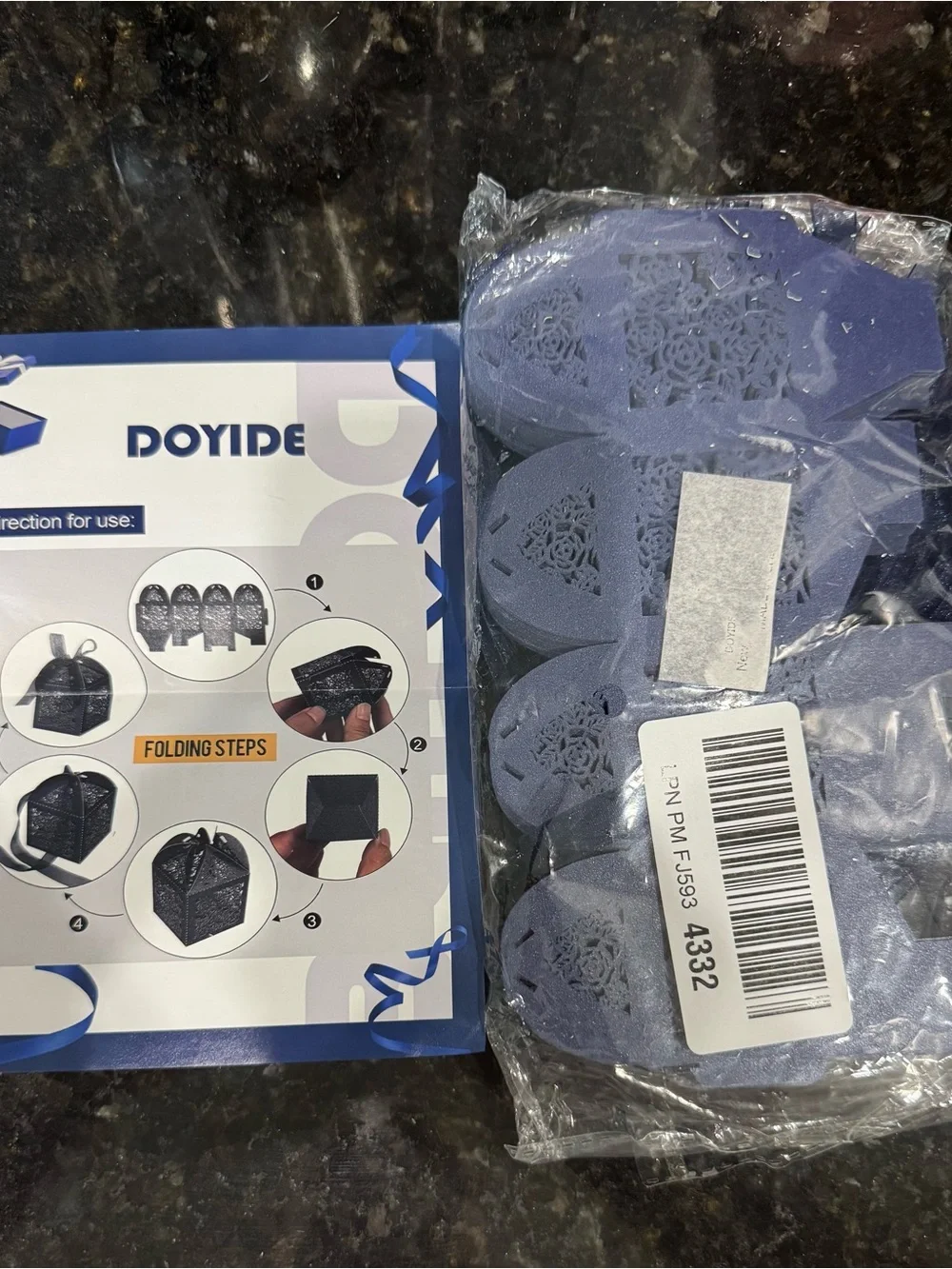 Doyide Laser Cut Party Favor Boxes Navy Blue